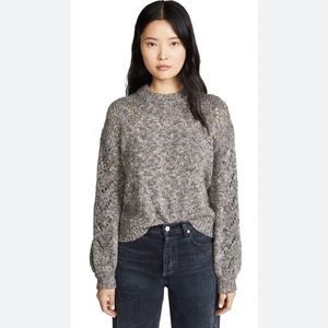 Madewell Pointelle Bubble Sleeve Pullover Sweater Size Medium Marled Rock